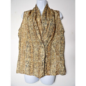 Vintage Robbie Bee Sz Medium Silk Blouse Top Shirt Boho Geometric Career Artsy